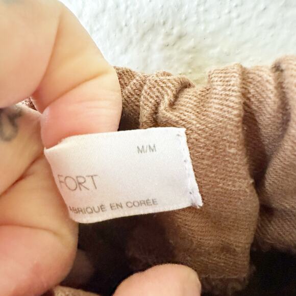 Oak + Fort Brown Wide Leg Raw Hem Pants sz M - Picture 5 of 8